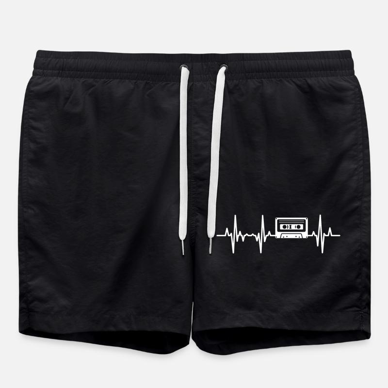 80er Kassette Herzfrequenz - Badeshorts - Schwarz