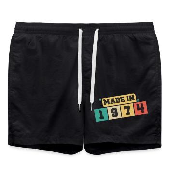 1974 Geburtstag 1974 Jahrgang 1974 Geburtstag - Badeshorts - Schwarz - Vorne - AI Model Male 185 light (185cm)