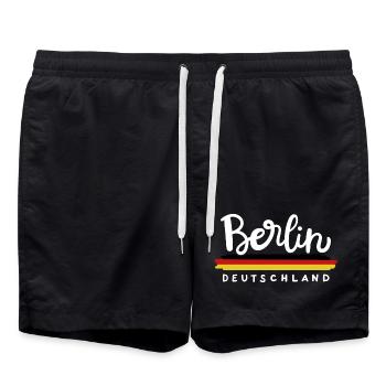 Berlin Deutschland Deutsche Flagge - Badeshorts - Schwarz - Vorne - AI Model Male 185 light (185cm)