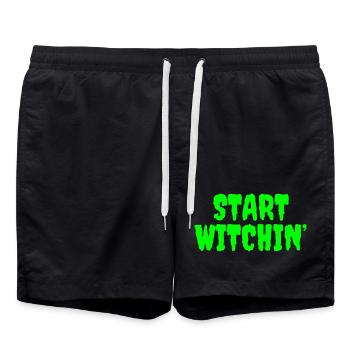 Leuchtend grüne Hexerei Startphrase - Badeshorts - Schwarz - Vorne - AI Model Male 185 light (185cm)