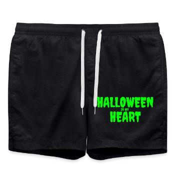 Halloween in My Heart Typography Design - Swim Trunks - black - Front - AI Model Male 185 light (185cm)