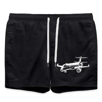 Airplane Drawing - Swim Trunks - black - Front - AI Model Male 185 light (185cm)