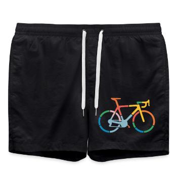 Colorful Bicycle Line Art Design - Swim Trunks - black - Front - AI Model Male 185 light (185cm)