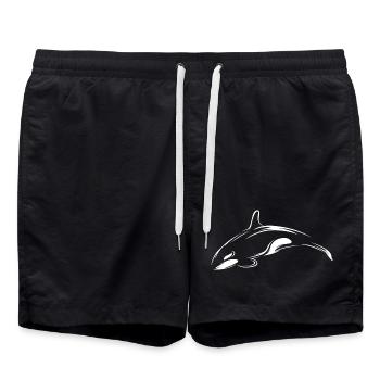 Schwertwal Fisch Meer Ozean Illustration Tier - Badeshorts - Schwarz - Vorne - AI Model Male 185 light (185cm)