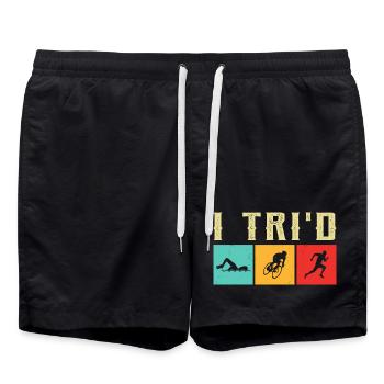Triathlon-Anzug - Triathlet im Training - Badeshorts - Schwarz - Vorne - AI Model Male 185 light (185cm)