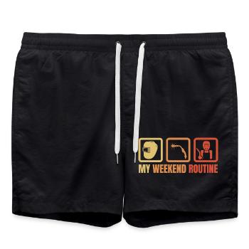 Welder Weekend Routine - Swim Trunks - black - Front - AI Model Male 185 light (185cm)