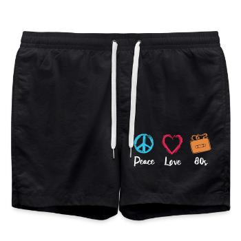 Peace Love 80s - Swim Trunks - black - Front - AI Model Male 185 light (185cm)