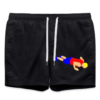 Pushups - Swim Trunks - black - Front - AI Model Male 185 light (185cm)