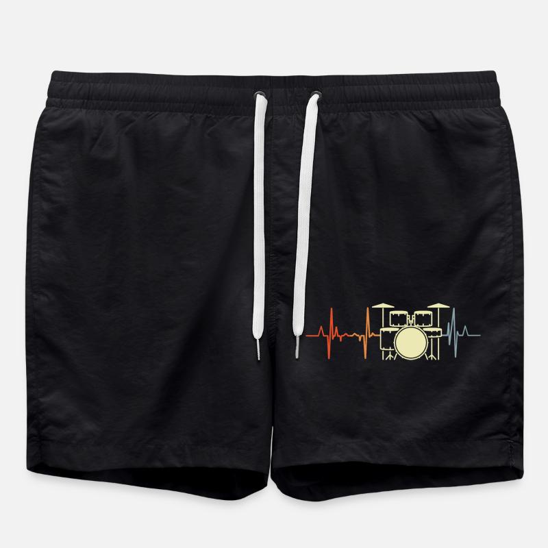 I love rock, music, palpitations - Swim Trunks - black