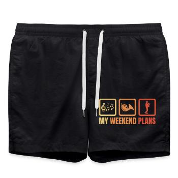 French horn player weekend routine - Swim Trunks - black - Front - AI Model Male 185 light (185cm)