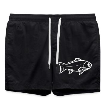 Fish Drawing - Swim Trunks - black - Front - AI Model Male 185 light (185cm)