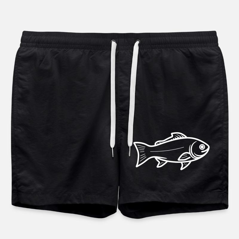 Fish Drawing - Swim Trunks - black
