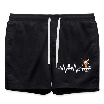 Kleines Rentier Herzschlag Elch Weihnachten Lustig - Badeshorts - Schwarz - Vorne - AI Model Male 185 light (185cm)