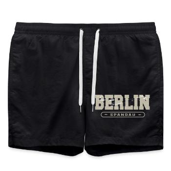 Berlin Spandau Vintage Logo - Badeshorts - Schwarz - Vorne - AI Model Male 185 light (185cm)