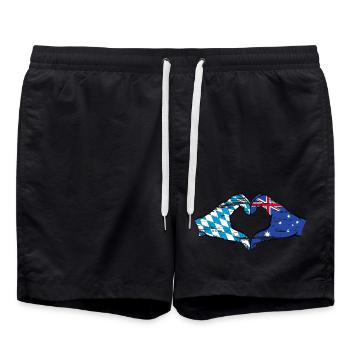 Bayern Australien Flagge Hände Herzform used - Badeshorts - Schwarz - Vorne - AI Model Male 185 light (185cm)