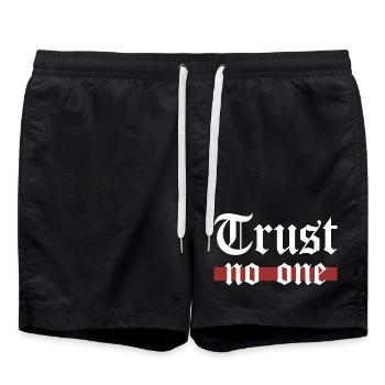 Trust No One Gothic Grunge Statement Spruch - Badeshorts - Schwarz - Vorne - AI Model Male 185 light (185cm)
