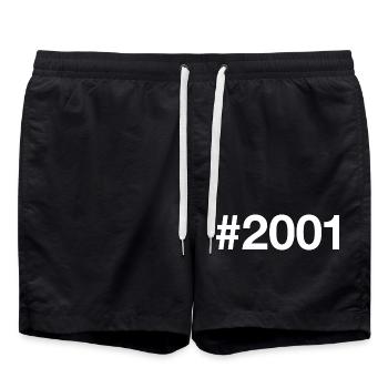 2001 Hashtag 25 Years 25th Birthday - Swim Trunks - black - Front - AI Model Male 185 light (185cm)