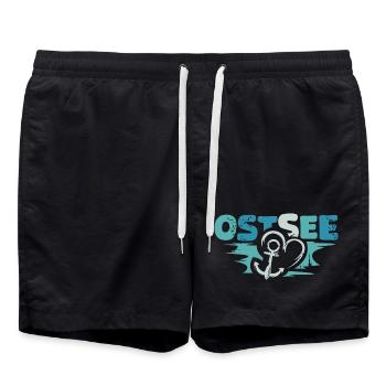 Ostsee Anker retro Liebe Herz vintage Symbol Logo - Badeshorts - Schwarz - Vorne - AI Model Male 185 light (185cm)