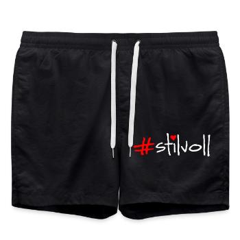 stilvoll - Badeshorts - Schwarz - Vorne - AI Model Male 185 light (185cm)