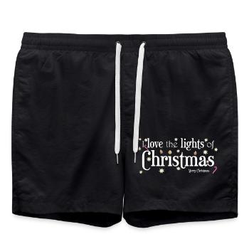 I Love Christmas Lights, English - Swim Trunks - black - Front - AI Model Male 185 light (185cm)