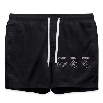 Schere Stein Papier Spiel Handspiel Silhouette - Badeshorts - Schwarz - Vorne - AI Model Male 185 light (185cm)