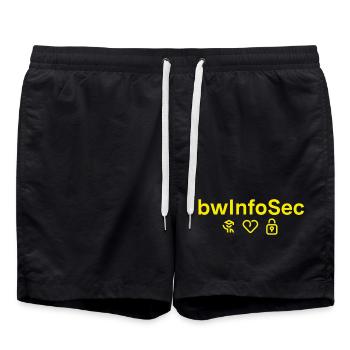 bwInfoSec - Education loves - yellow - Badeshorts - Schwarz - Vorne - AI Model Male 185 light (185cm)