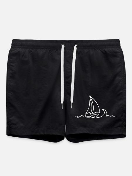 Traveller's Sketch (white) - Swim Trunks - black