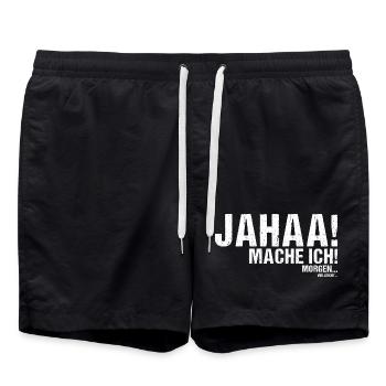 Jahaa mache ich morgen vielleicht - Badeshorts - Schwarz - Vorne - AI Model Male 185 light (185cm)