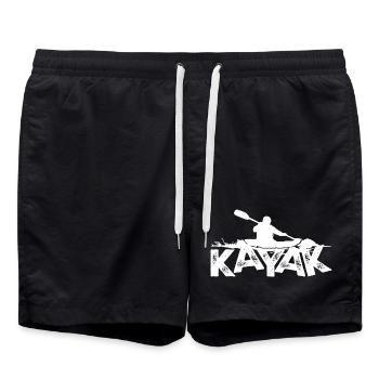 Kajak Silhouette Abenteuer auf fettem Text - Badeshorts - Schwarz - Vorne - AI Model Male 185 light (185cm)