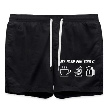 Mein Plan für heute: Kaffeemikroskop, Bier - Badeshorts - Schwarz - Vorne - AI Model Male 185 light (185cm)