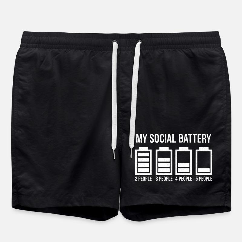 my social battery - Swim Trunks - black