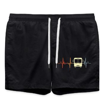Bus Herzfrequenz - Badeshorts - Schwarz - Vorne - AI Model Male 185 light (185cm)