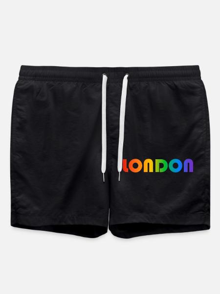 London Rainbow Text - Swim Trunks - black