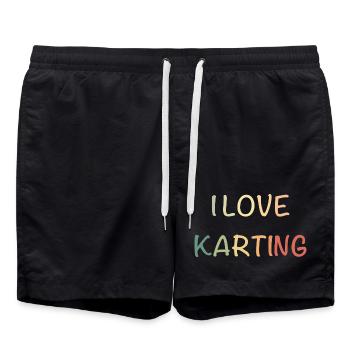 KartingLiebe Pastell-Racing - Badeshorts - Schwarz - Vorne - AI Model Male 185 light (185cm)