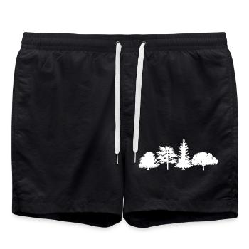 Arbre Chêne Bouleau Épinette Forêt mixte Symbole Logo icône - Short de bain - noir - Devant - AI Model Male 185 light (185cm)