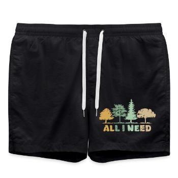 Icône d’arbre de forêt rétro Tout ce dont j’ai besoin Nature en plein air - Short de bain - noir - Devant - AI Model Male 185 light (185cm)