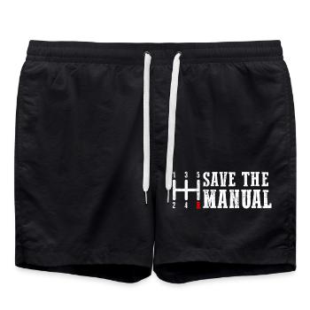 Speichern Sie die Hommage an die manuelle Schaltung - Badeshorts - Schwarz - Vorne - AI Model Male 185 light (185cm)