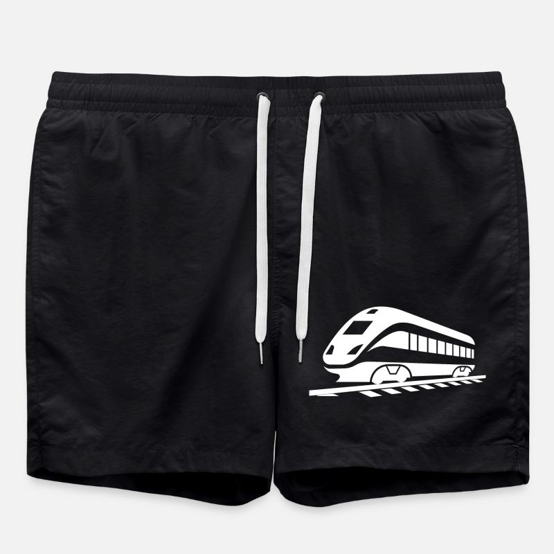 Railway Drawing - Swim Trunks - black