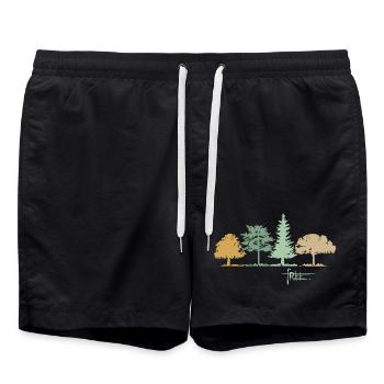 Arbre de la forêt, Nature libre, Forêt mixte, Illustration d’automne - Short de bain - noir - Devant - AI Model Male 185 light (185cm)