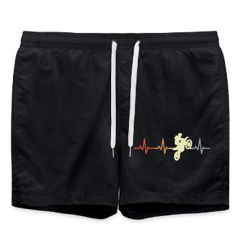 Motocross Fahrer Herzfrequenz Vintage - Badeshorts - Schwarz - Vorne - AI Model Male 185 light (185cm)