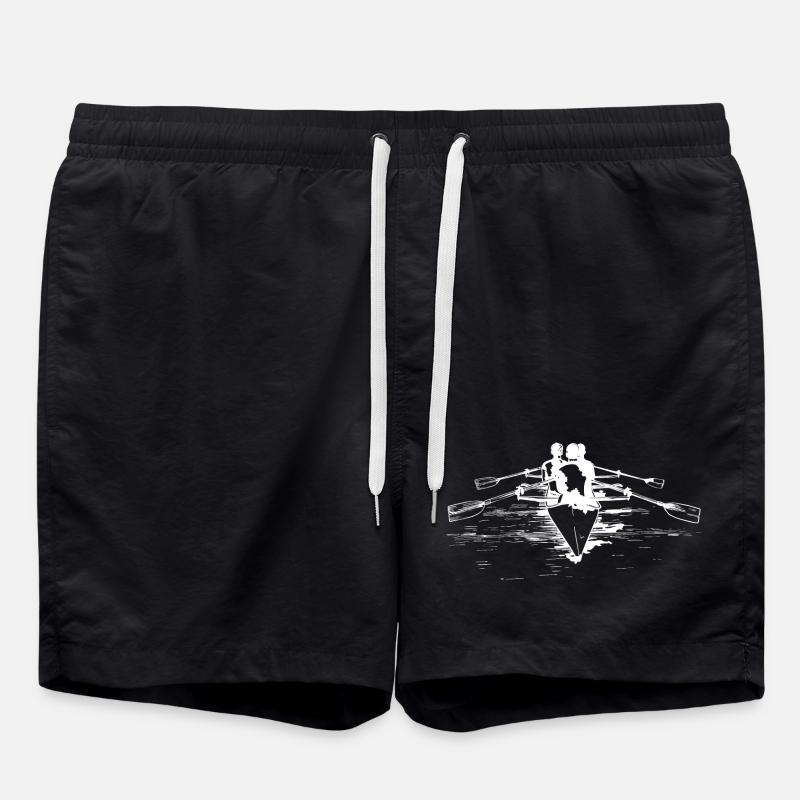 Rowing Team Drawing - Swim Trunks - black