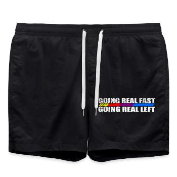 Racing stripe motif for speed lovers - Swim Trunks - black - Front - AI Model Male 185 light (185cm)