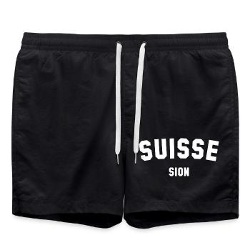 SION Suisse Switzerland Schweiz - Badeshorts - Schwarz - Vorne - AI Model Male 185 light (185cm)