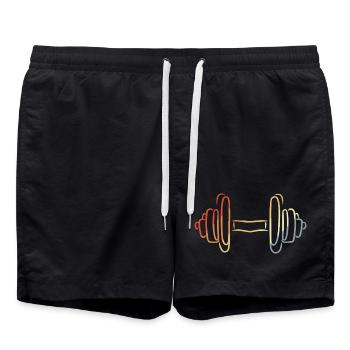 Fitness Hantel Skizze - Badeshorts - Schwarz - Vorne - AI Model Male 185 light (185cm)