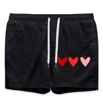 HEART. CHRISTMAS. COUPLE. VALENTINE'S DAY. JUST MARRIED. - Swim Trunks - black - Front - AI Model Male 185 light (185cm)