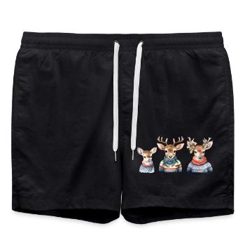 Winterhirsche Pullover-Trio - Badeshorts - Schwarz - Vorne - AI Model Male 185 light (185cm)