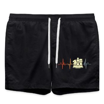 Schachfiguren Kardiogramm - Badeshorts - Schwarz - Vorne - AI Model Male 185 light (185cm)