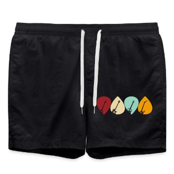 Guitar Pick Design for Guitarists in Retro Style - Swim Trunks - black - Front - AI Model Male 185 light (185cm)