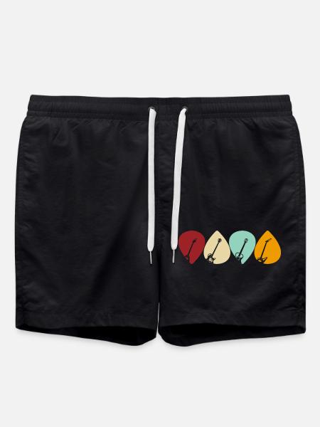 Guitar Pick Design für Gitarristen im Retro-Stil - Badeshorts - Schwarz