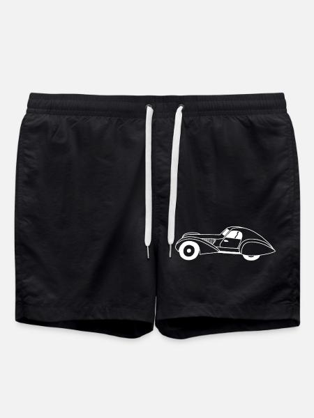 White automobile and water drop - Swim Trunks - black